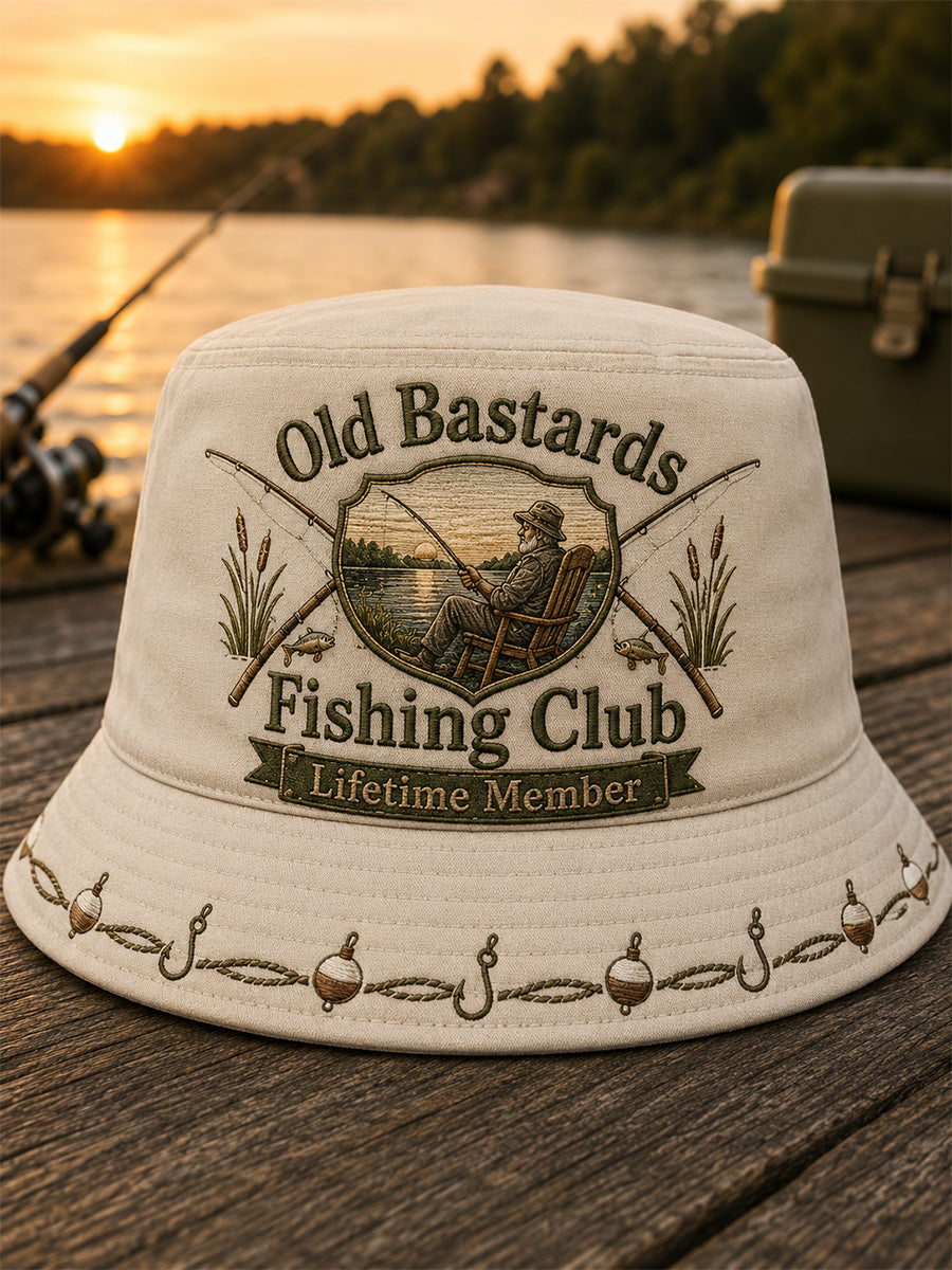 Unisex Funny Old Bastards Fishing Club Lifetime Member Print Hat gracestitchs