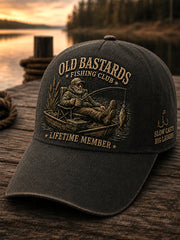 Unisex Funny Old Bastards Fishing Club Lifetime Member Print Hat gracestitchs