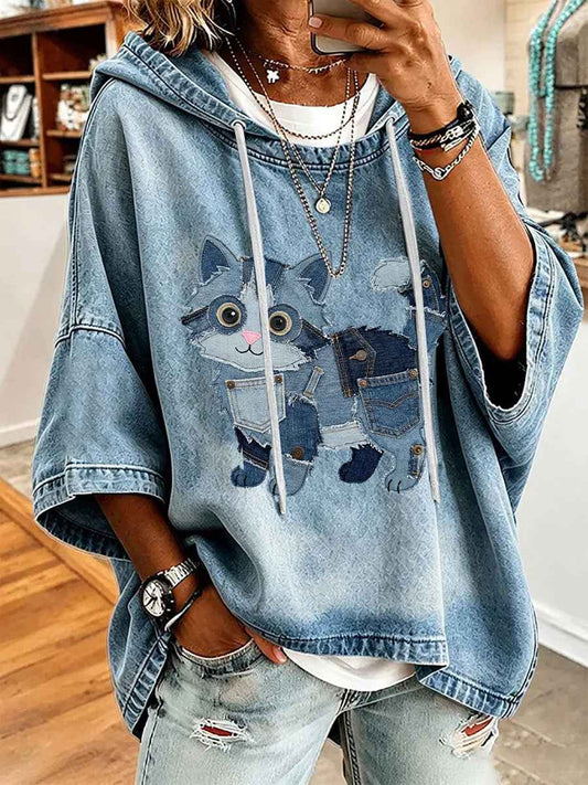 Women's Cute Cat Print Casual Top