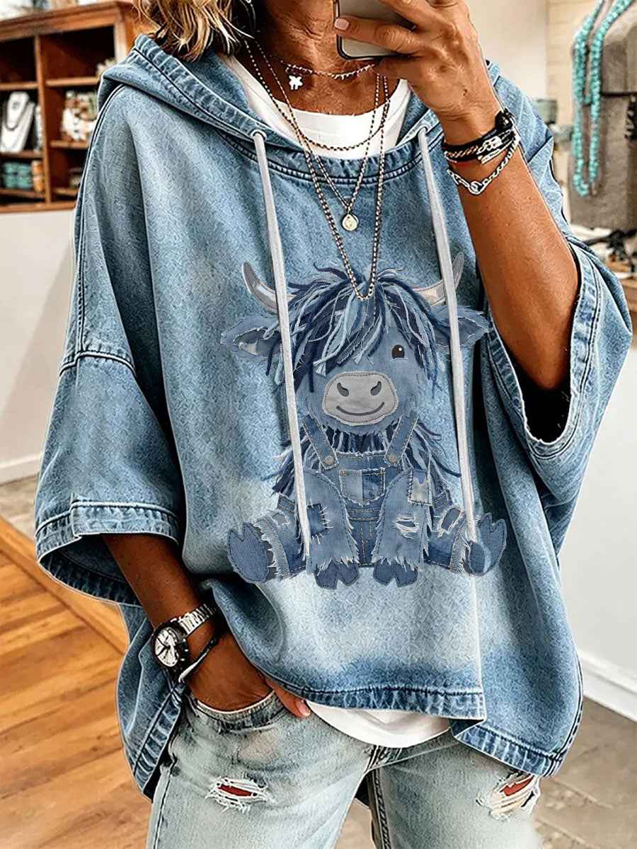 Women’s Cute Highland Cow Print Casual Top