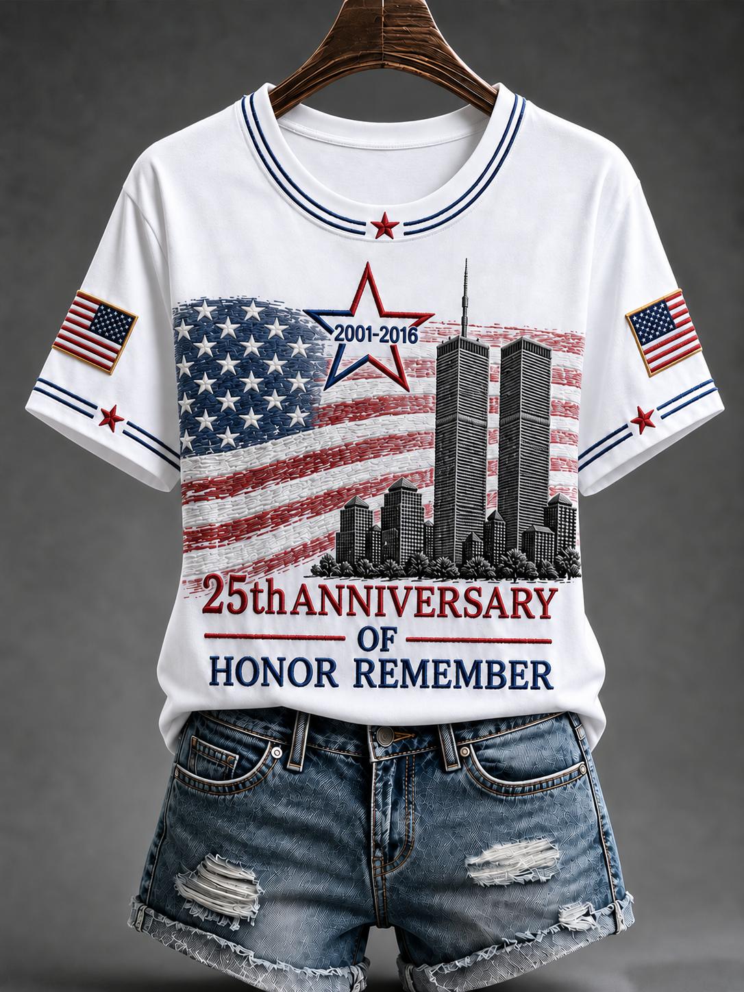 Women's American Patriot Day Short-sleeved T-shirt gracestitchs