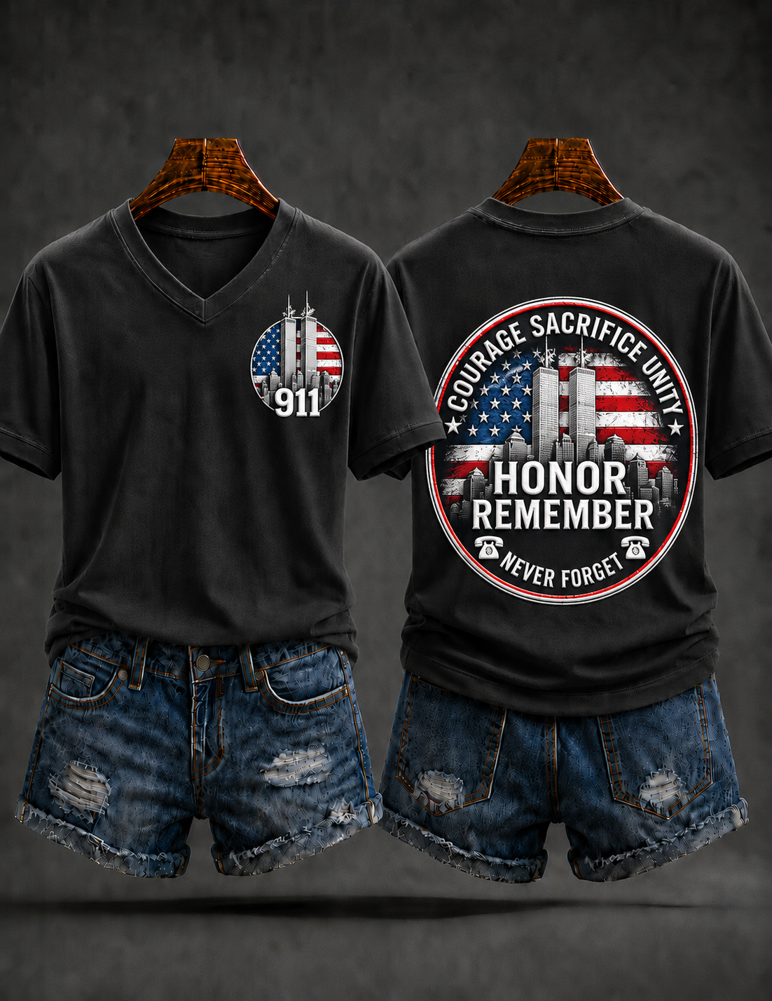 Women's American Patriot Day Short-sleeved T-shirt gracestitchs