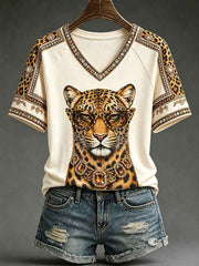 Women’s Fun Leopard V-Neck T-Shirts