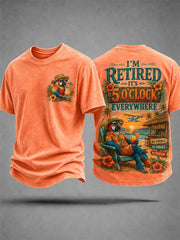 Men's I'm Retired It's 5 O'clock Everywhere Parrot Print Casual Tee