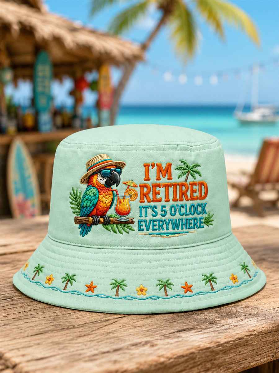 Unisex I'm Retired It's 5 O'clock Everywhere Parrot Print Hat