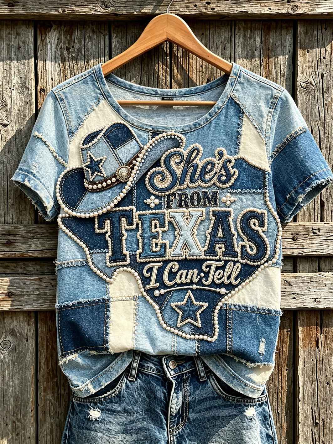 Women's retro western style pattern printed casual short-sleeve T-shirt