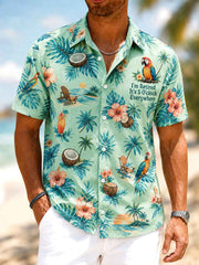 Men's I'm Retired It's 5 O'clock Everywhere Parrot Floral Print Casual Short Sleeve Shirt