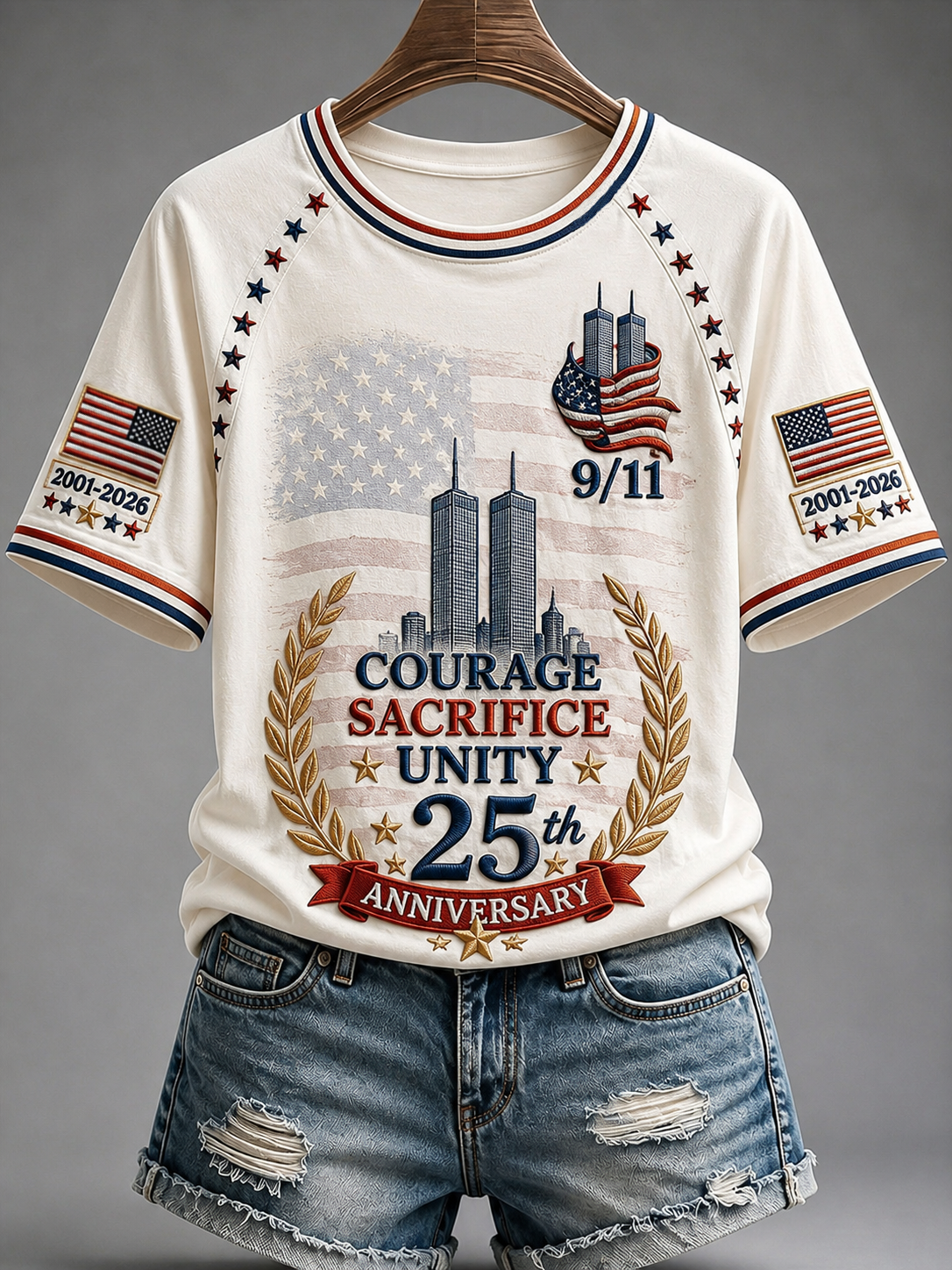 Women's America's 9/11 Patriot Day Round Neck Short Sleeve T-shirt gracestitchs