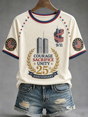 Women's America's 9/11 Patriot Day Round Neck Short Sleeve T-shirt gracestitchs