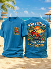 Men's I'm Retired It's 5 O'clock Everywhere Parrot Print Casual Tee
