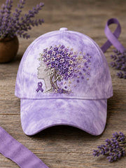 Unisex Purple Floral Print Alzheimer's Awareness Support Hat