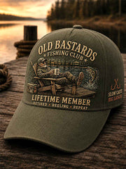 Unisex Funny Old Bastards Fishing Club Lifetime Member Print Hat