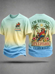 Men's I'm Retired It's 5 O'clock Everywhere Parrot Print Casual Tee
