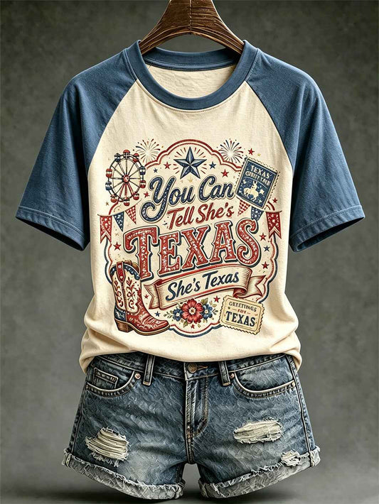 Women's retro western style pattern printed casual short-sleeve T-shirt
