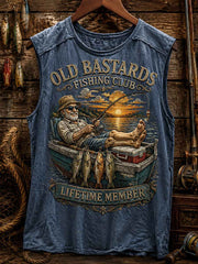 Men's Funny Old Bastards Fishing Club Lifetime Member Print Casual Vest