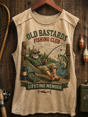 Men's Funny Old Bastards Fishing Club Lifetime Member Print Casual Vest