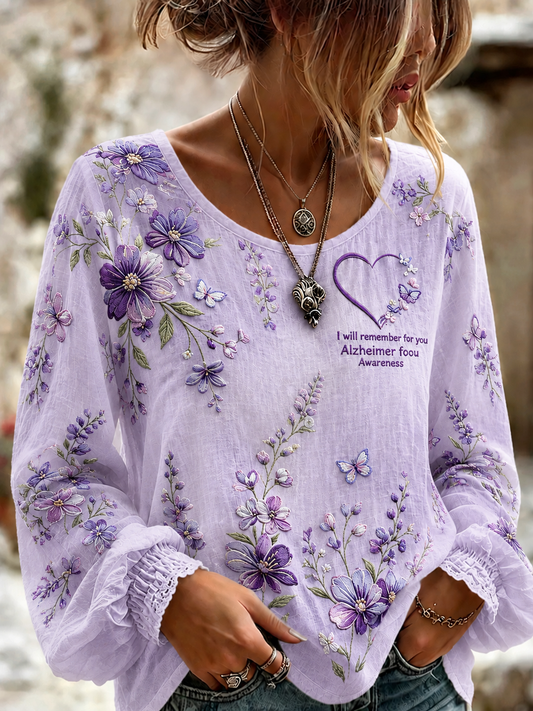 Women's Alzheimer's Disease Cotton-Linen Shirt gracestitchs