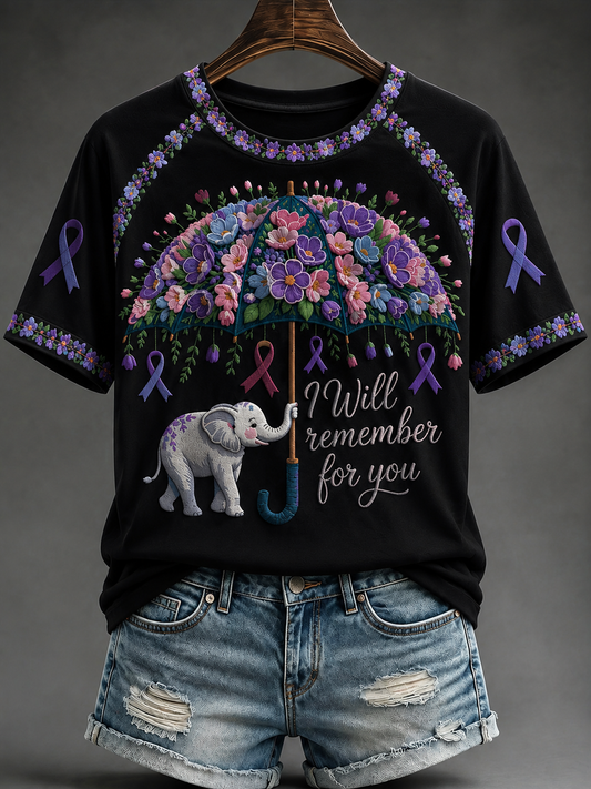 Women's Alzheimer's Disease Round Neck Short Sleeve T-shirt gracestitchs
