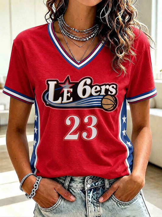 Men's Basketball 23 Printed V-neck T-shirt