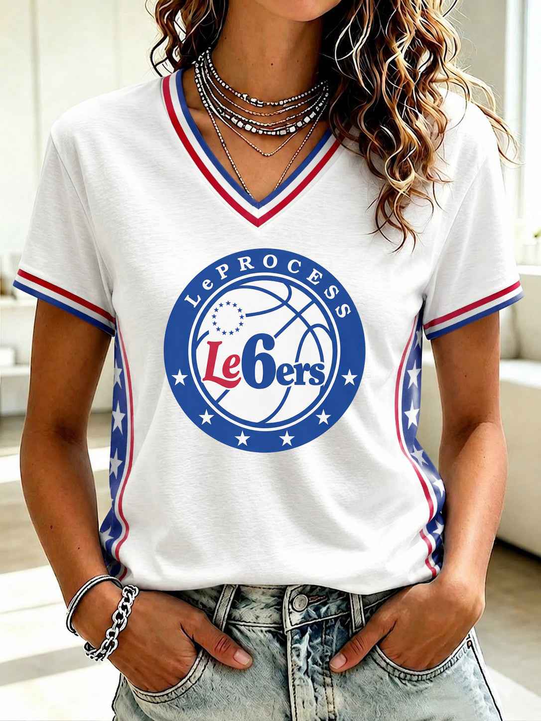 Men's Basketball 23 Printed V-neck T-shirt