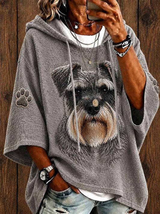 Women's Cute Miniature Schnauzer Art Casual Hoodie