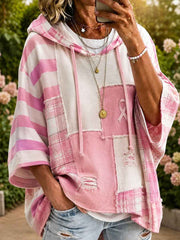 Women's Pink Patchwork Art Hoodie