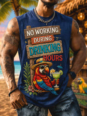 Men's No Working During Drinking Hours Print Casual Vest