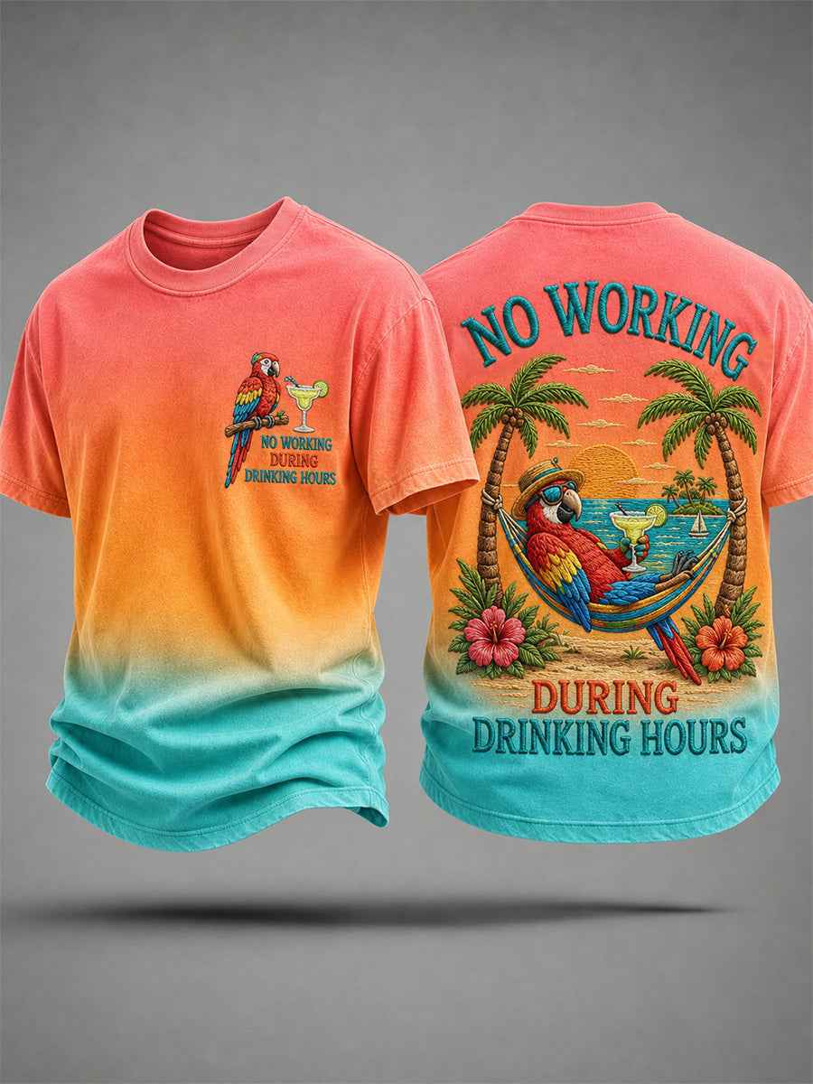 Men's No Working During Drinking Hours Print Casual Tee
