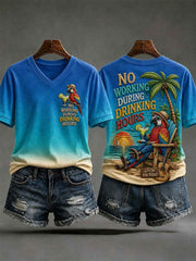 Women's No Working During Drinking Hours Print Casual Tee