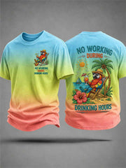 Men's No Working During Drinking Hours Print Casual Tee