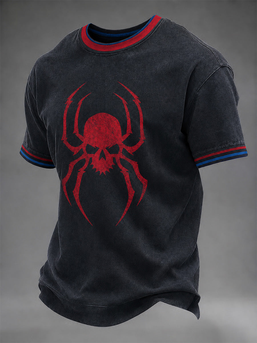 Men's Spider Print Casual Tee gracestitchs