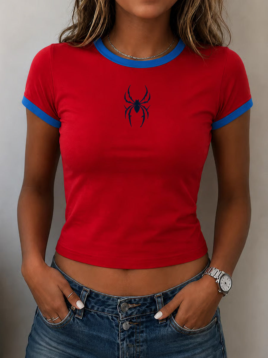Women's Spider Print Casual Tee gracestitchs