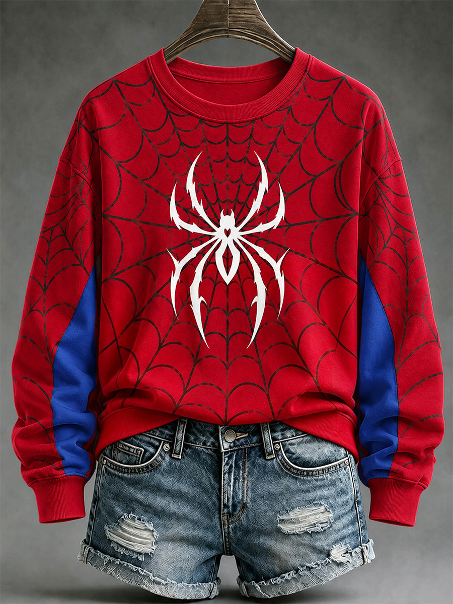 Women's Spider Print Casual Sweatshirt gracestitchs