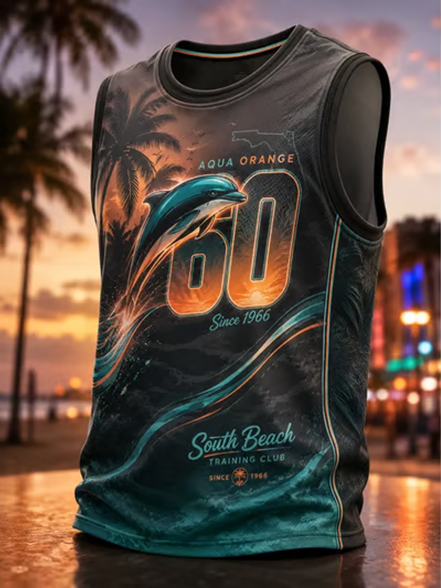 Men's Rugby Fan Miami 60 Printed Casual Tank Top gracestitchs