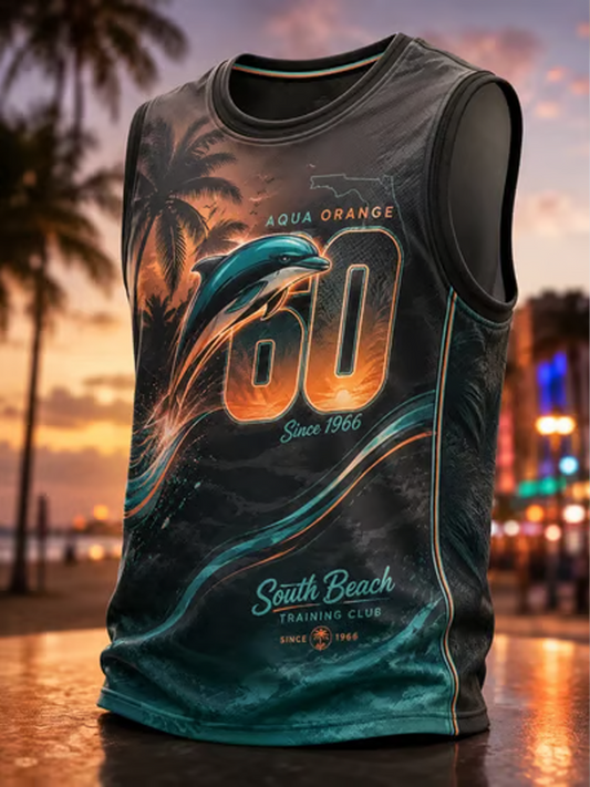 Men's Rugby Fan Miami 60 Printed Casual Tank Top gracestitchs