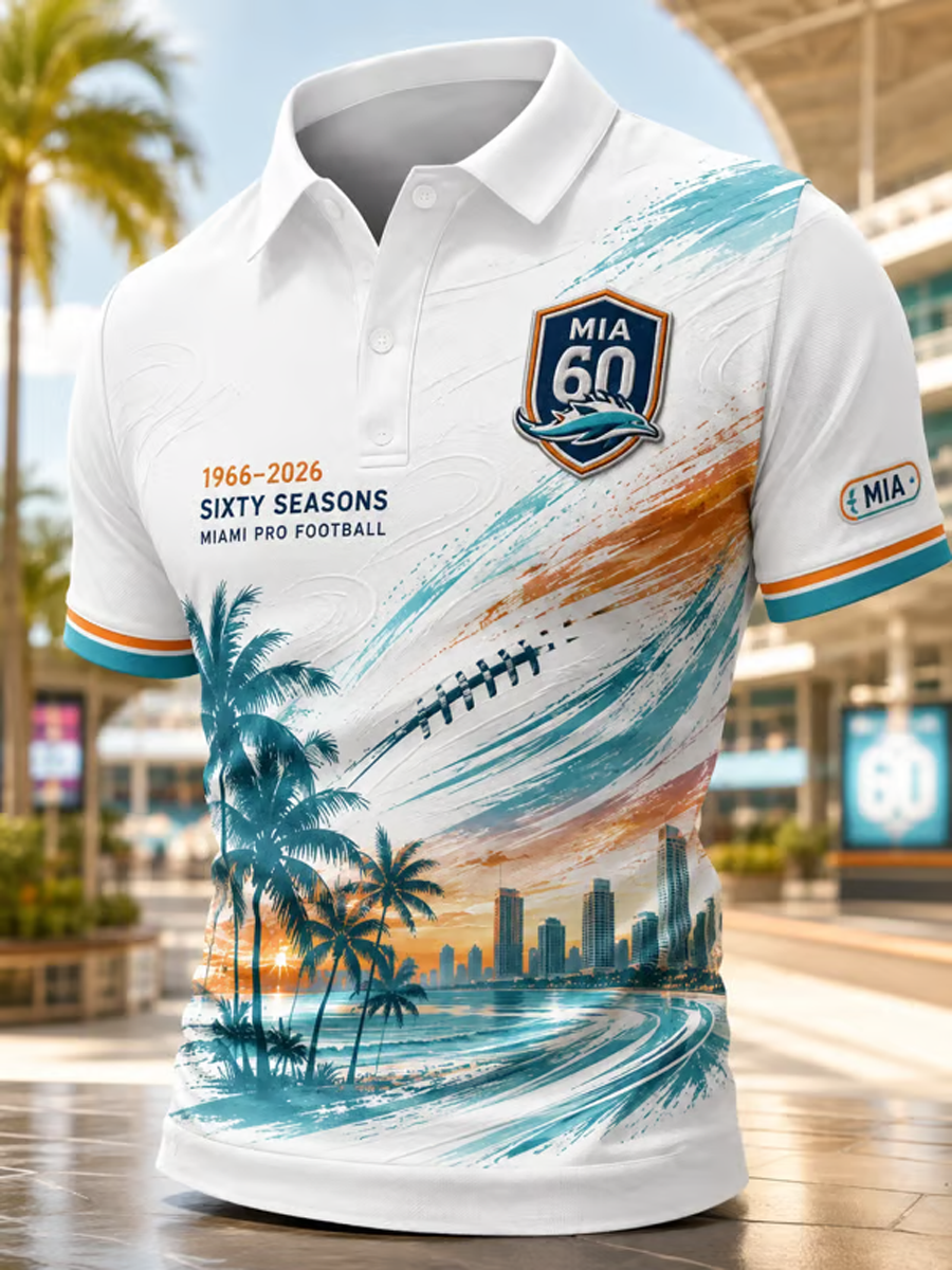 Men's Rugby Fan Miami 60 Printed polo shirt gracestitchs
