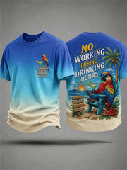 Men's No Working During Drinking Hours Print Casual Tee gracestitchs
