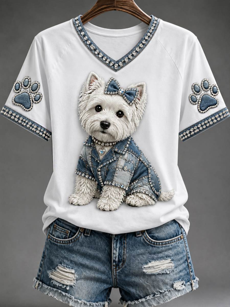 Women's V-neck off-shoulder short-sleeved T-shirt gracestitchs