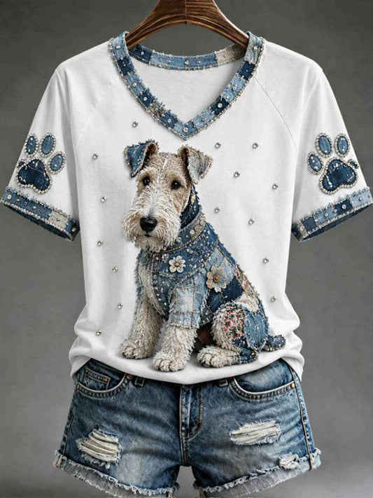Women's V-neck off-shoulder short-sleeved T-shirt
