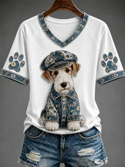 Women's V-neck off-shoulder short-sleeved T-shirt gracestitchs