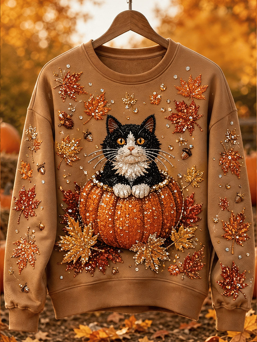 Women's Autumn Casual Animal Print Crewneck Sweatshirt gracestitchs