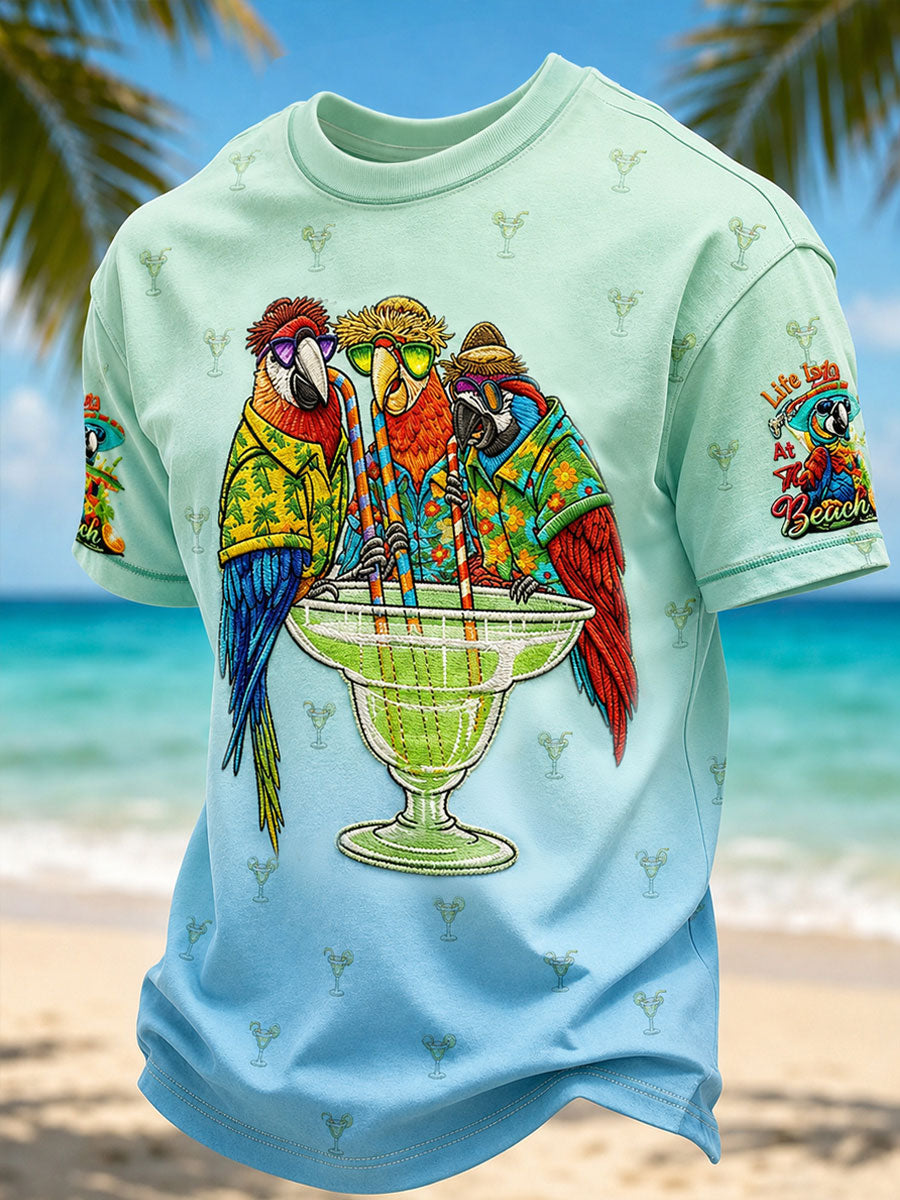 Men's I'm Retired It's 5 O'clock Everywhere Parrot Short Sleeve T-shirt gracestitchs
