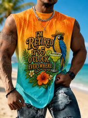 Men's I'm Retired It's 5 O'clock Everywhere Parrot Vests gracestitchs