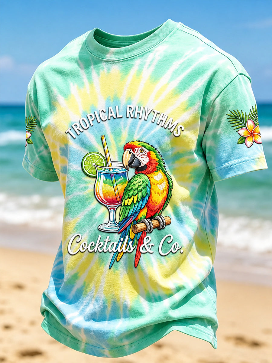 Men's I'm Retired TROPICAL RHYTHMS Cocktails & Co Short Sleeve T-shirt gracestitchs