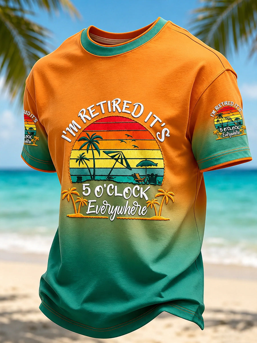 Men's I'm Retired It's 5 O'clock Everywhere Short Sleeve T-shirt gracestitchs