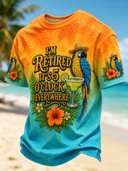 Men's I'm Retired It's 5 O'clock Everywhere Parrot Short Sleeve T-shirt gracestitchs