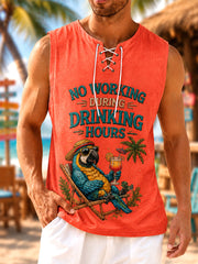 Men's No Working During Drinking Hours Print Casual Vest gracestitchs