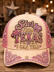 Unisex She's From Texas I Can Tell Print Hat gracestitchs
