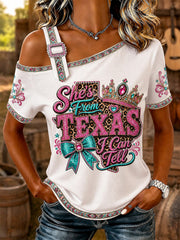 Women's She's From Texas I Can Tell Print Casual Tee gracestitchs