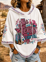 Women's She's From Texas I Can Tell Print Casual Short-Sleeve Hoodie gracestitchs